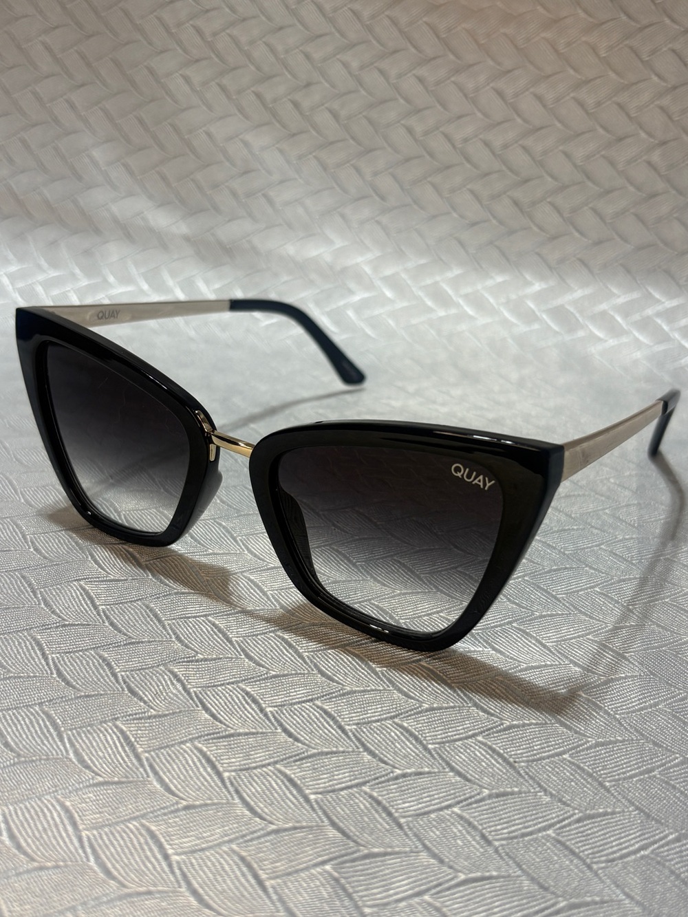 Quay Sleek and Chic Australia Black Cat Eye Gradient Lens Sunglasses